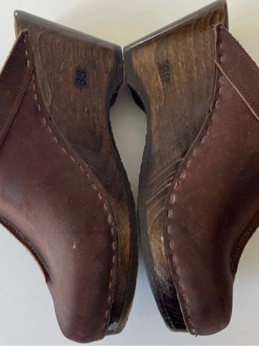 Sven Brown Leather Front Seam Mules Clogs 38 7.5-8 - Picture 4 of 14